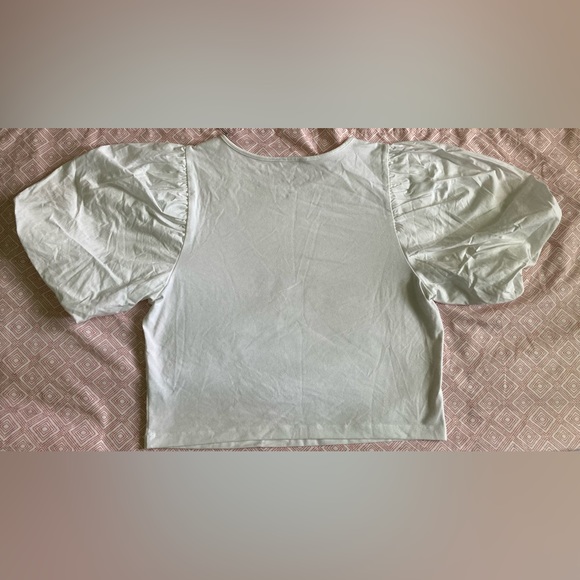 Women's Double Flutter Short Sleeve Slim Fit Top - Picture 2 of 3